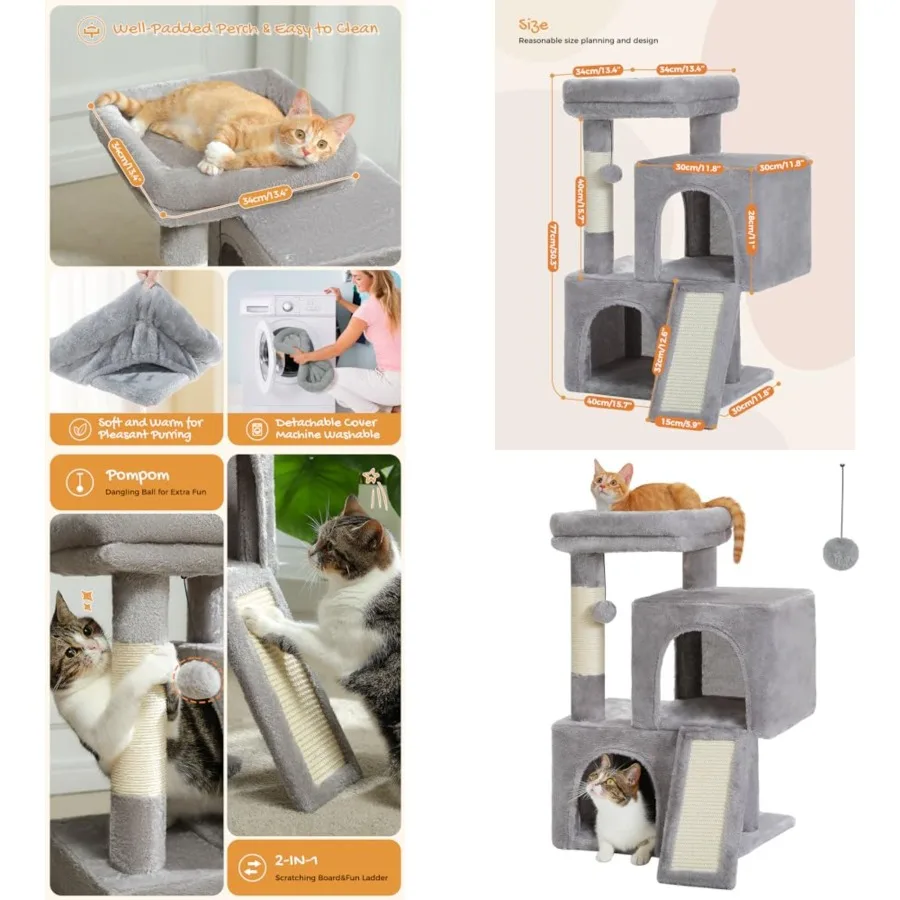 Cat Tree, Cat Tower with Dual Condos for Indoor Cats, Plush Cat House with Padded Perch, Scratching Ramp and Posts and Replacea
Cat Tree, Cat Tower with Dual Condos for Indoor Cats, Plush Cat House with Padded Perch, Scratching Ramp and Posts and Replacea