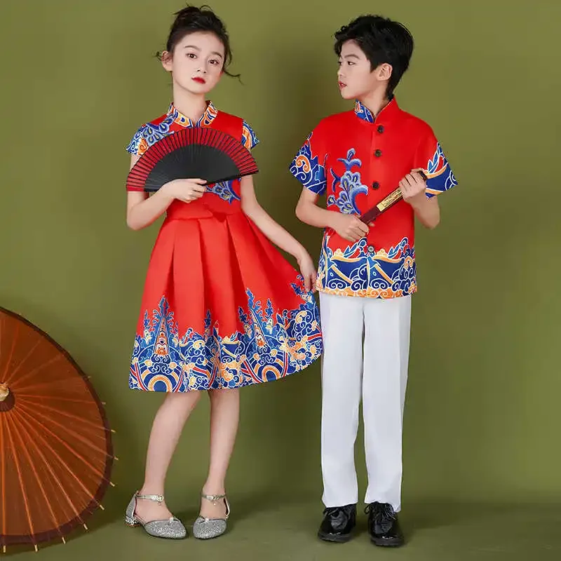 Children Cheongsam Princess Dress Choral Dress Puff Skirt Chinese Style Retro Costumes Chinese Guzheng Host Performance Clothing
Children Cheongsam Princess Dress Choral Dress Puff Skirt Chinese Style Retro Costumes Chinese Guzheng Host Performance Clothing