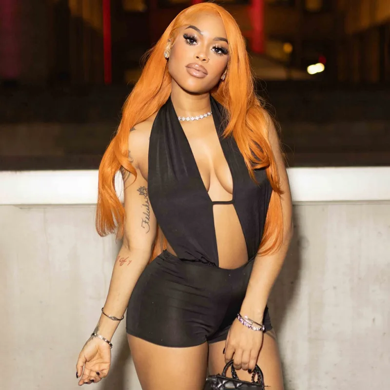 Women Solid Halter Backless Skinny Playuits Sexy Plunge V Neck Sleeveless Peach Hip Hottie Night Clubwear Rompers Streetwear
Women Solid Halter Backless Skinny Playuits Sexy Plunge V Neck Sleeveless Peach Hip Hottie Night Clubwear Rompers Streetwear