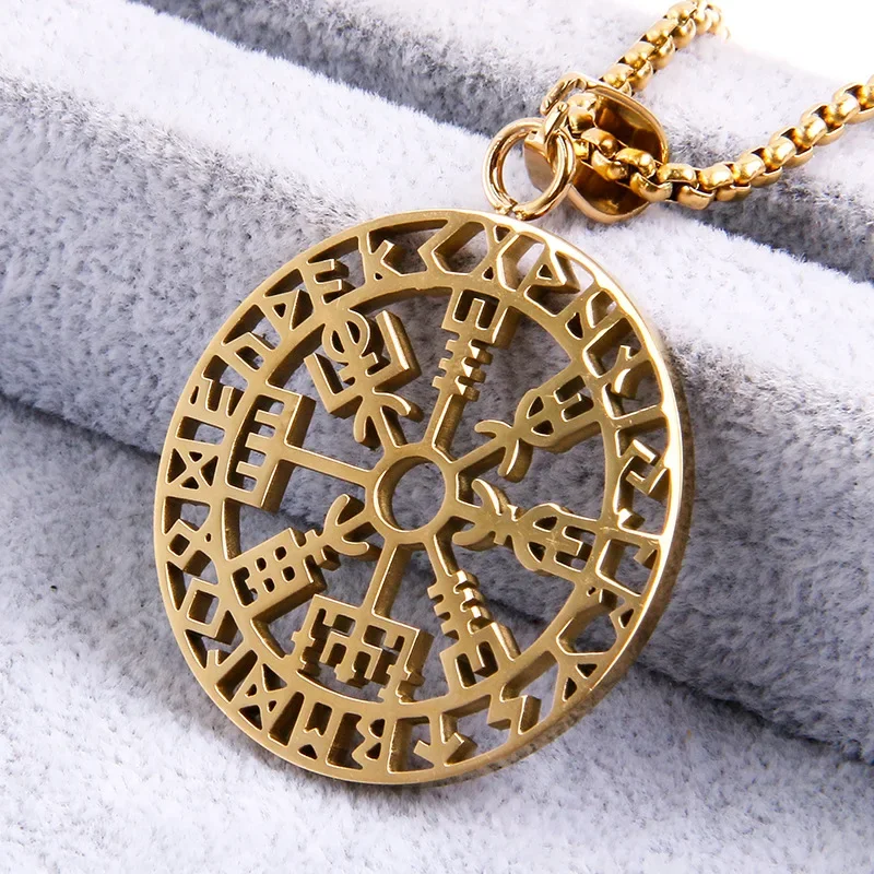 Stainless Steel Nordic Vintage Viking Rune Compass Steering Wheel Hollow Pendant Men's Transport Amulet Lovers Jewelry Necklaces
Stainless Steel Nordic Vintage Viking Rune Compass Steering Wheel Hollow Pendant Men's Transport Amulet Lovers Jewelry Necklaces