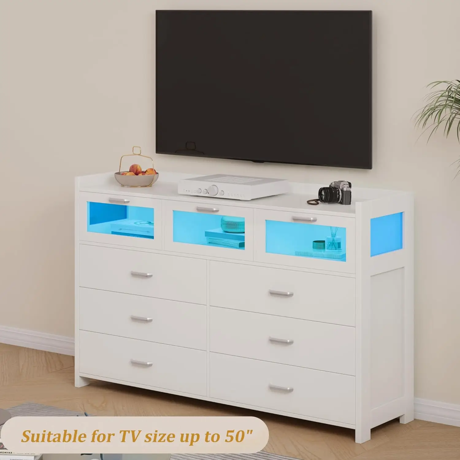White Dresser for Bedroom with 9 Drawers, Chests of Drawers with LED Lights and Charging Station, Modern Dresser
White Dresser for Bedroom with 9 Drawers, Chests of Drawers with LED Lights and Charging Station, Modern Dresser