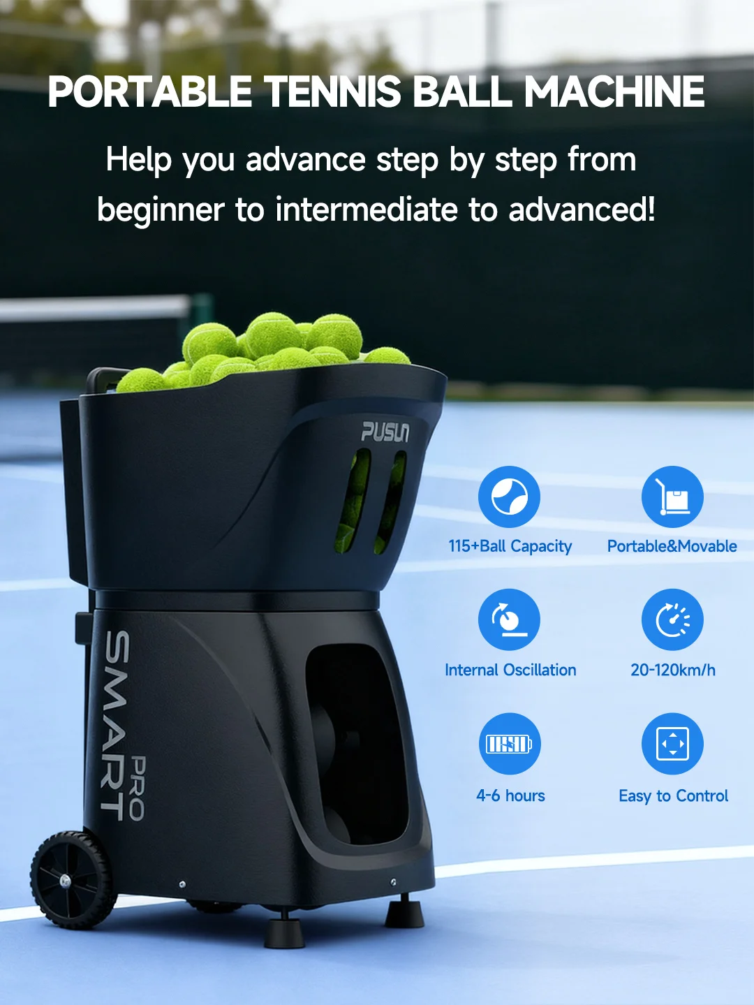 Лидер продаж: портативное умное оборудование для тенниса – машина для подачи мячей для профессиональных тренировок по теннису и паделу с управлением через приложение
Лидер продаж: портативное умное оборудование для тенниса – машина для подачи мячей для профессиональных тренировок по теннису и паделу с управлением через приложение