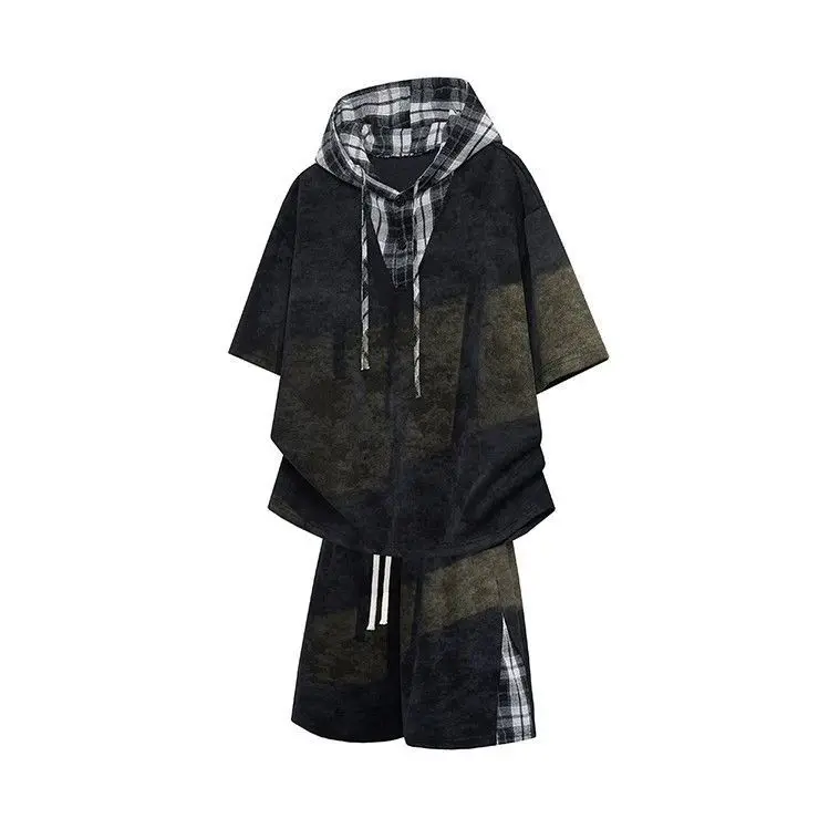 Loose Casual Men's Summer Checkered Hoodie Short Sleeve Two-Piece Set Fashionable Polyester Fiber Youth Short Pants
Loose Casual Men's Summer Checkered Hoodie Short Sleeve Two-Piece Set Fashionable Polyester Fiber Youth Short Pants