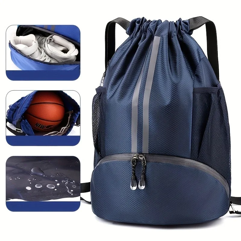 Durable Polyester Sports Backpack with Drawstring Closure Compartments Dry Wet Separation for Gym Outdoor Activities Fitness Bag
Durable Polyester Sports Backpack with Drawstring Closure Compartments Dry Wet Separation for Gym Outdoor Activities Fitness Bag