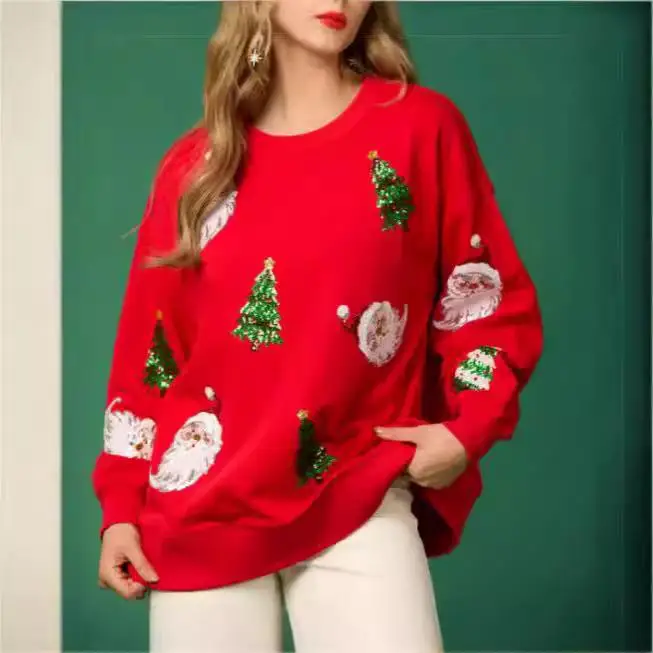 Women's Festival Sequined Hoodie Loose Fit Comfortable Polyester Casual Sle Women's Sweatirt with Hat for Autumn
Women's Festival Sequined Hoodie Loose Fit Comfortable Polyester Casual Sle Women's Sweatirt with Hat for Autumn