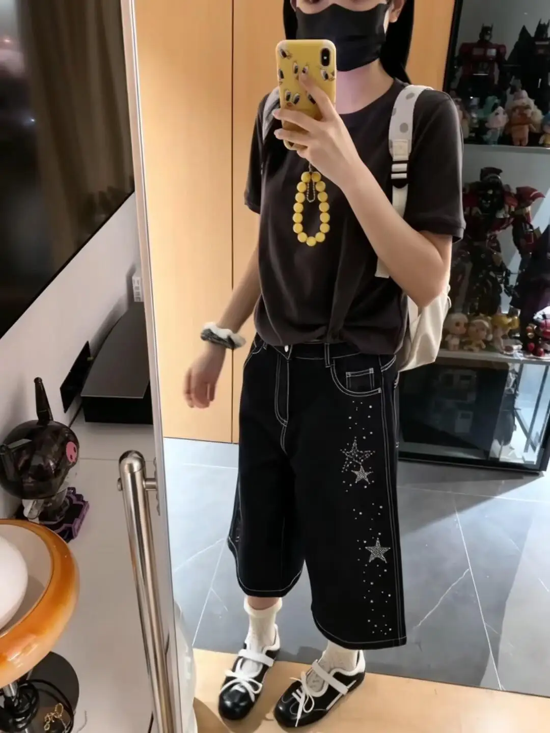 American Style Retro Black Star Rhinestone Seven-Foot Women's Jeans Summer Loose Slim Straight Leg Wide Leg Mid-Pants
American Style Retro Black Star Rhinestone Seven-Foot Women's Jeans Summer Loose Slim Straight Leg Wide Leg Mid-Pants