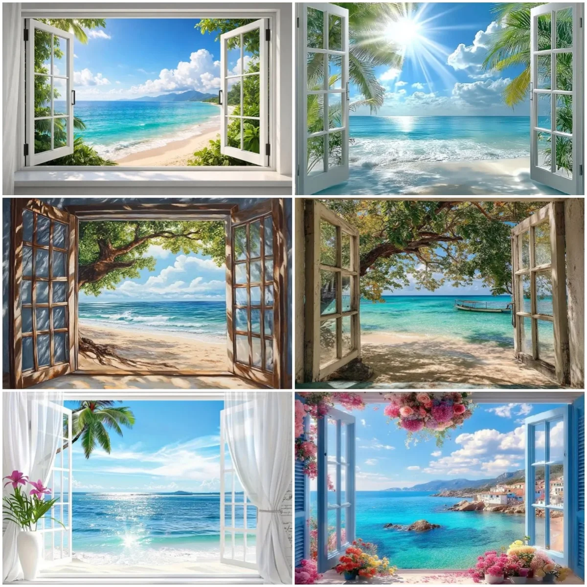 Beach Window View Background Cloth Blue Beach Nature Sky View Wall Sticker Banner Room Decor Portrait Photography Backdrop Props
Beach Window View Background Cloth Blue Beach Nature Sky View Wall Sticker Banner Room Decor Portrait Photography Backdrop Props