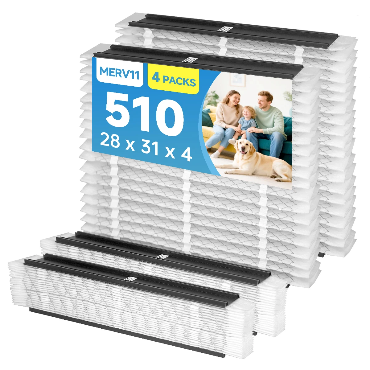 510 Replacement Air Filter MERV 11 Compatible with Whole House Model 2516 1510 Pleated HVAC AC Furnace 31x28x4 Filter 4Packs
510 Replacement Air Filter MERV 11 Compatible with Whole House Model 2516 1510 Pleated HVAC AC Furnace 31x28x4 Filter 4Packs