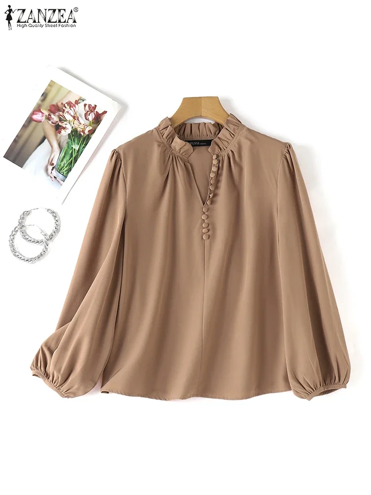 2025 ZANZEA Elegant Fashion Shirt Summer Sexy V-neck Bottun Casual Loose Lantern Long Sleeve Tops Stand Collar Office Blouse
2025 ZANZEA Elegant Fashion Shirt Summer Sexy V-neck Bottun Casual Loose Lantern Long Sleeve Tops Stand Collar Office Blouse
