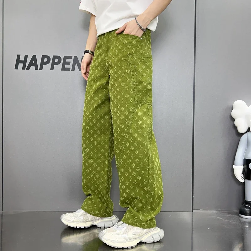 2024 Hip Pop Baggy Jeans Men Jacquard Wide Leg Loosen Fit Male's Denim Pants 100% Cotton Tousers
2024 Hip Pop Baggy Jeans Men Jacquard Wide Leg Loosen Fit Male's Denim Pants 100% Cotton Tousers