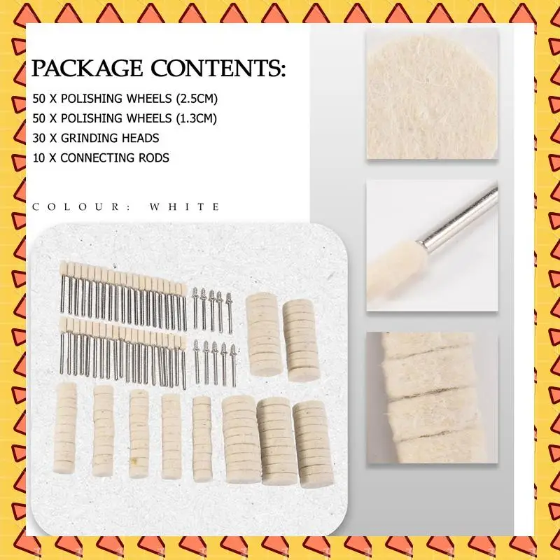 A008 140Pcs Felt Polishing Attachment Set Wool Felt Polishing Disc Polishing Heads Turning Tool Accessory
A008 140Pcs Felt Polishing Attachment Set Wool Felt Polishing Disc Polishing Heads Turning Tool Accessory