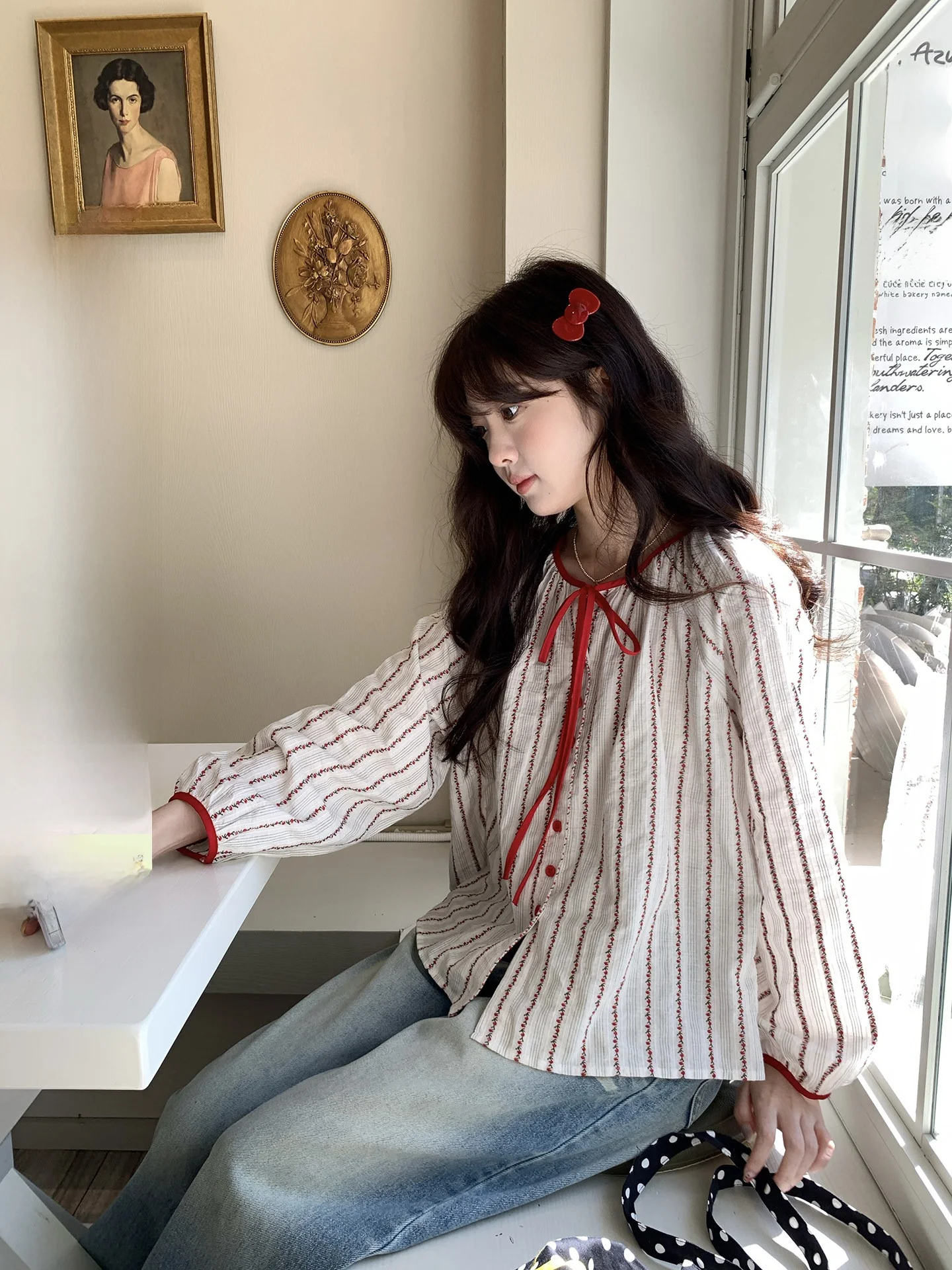 Hollyii Korean Style Sweet Vertical Stripes Knot Tie Shirt Women's Spring New Arrival Slim Fit Long Sleeve ro...
Hollyii Korean Style Sweet Vertical Stripes Knot Tie Shirt Women's Spring New Arrival Slim Fit Long Sleeve ro...
