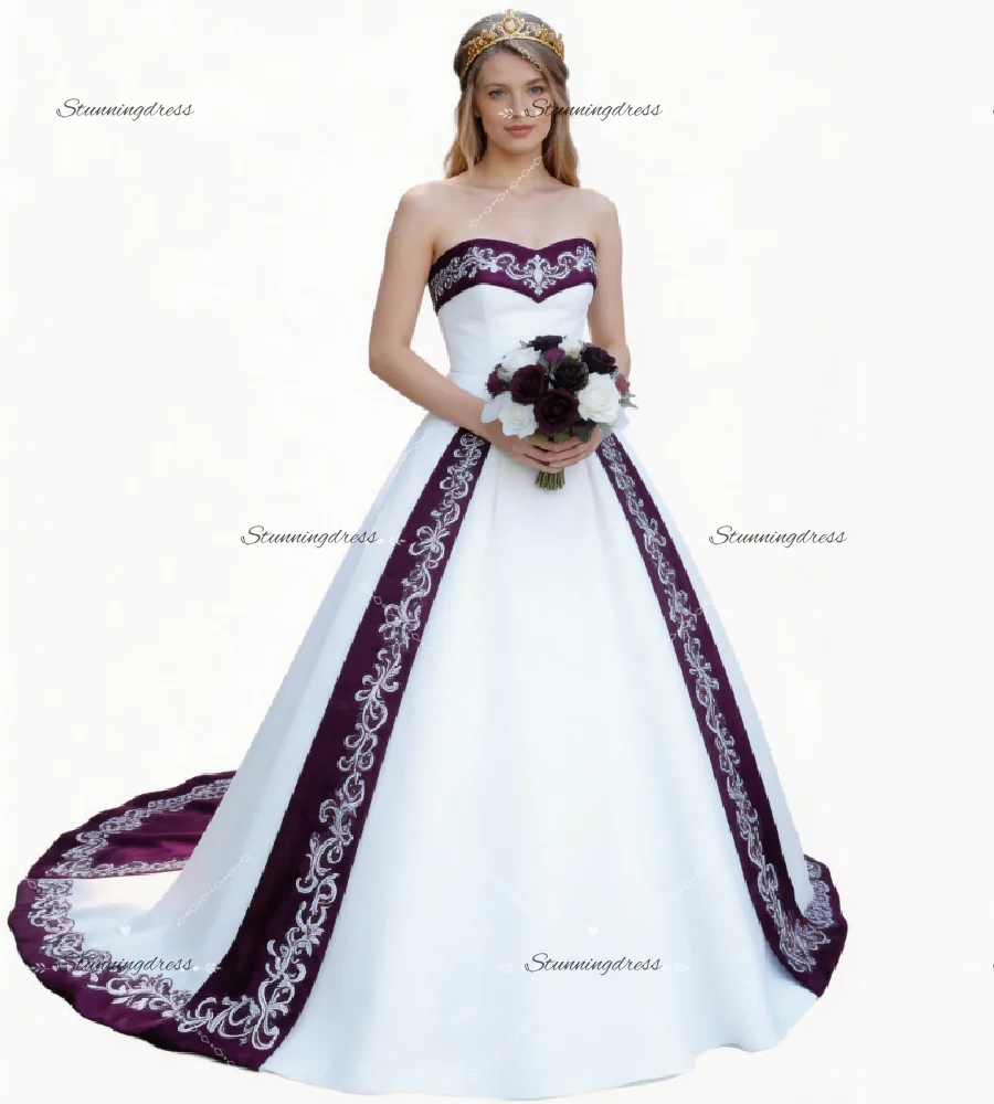 Purple Fantasy Gothic Wedding Dress With Embroidery Sweetheart Destination Beach Bridal Dress 2026 Satin Plus Size Celtic Bride
Purple Fantasy Gothic Wedding Dress With Embroidery Sweetheart Destination Beach Bridal Dress 2026 Satin Plus Size Celtic Bride