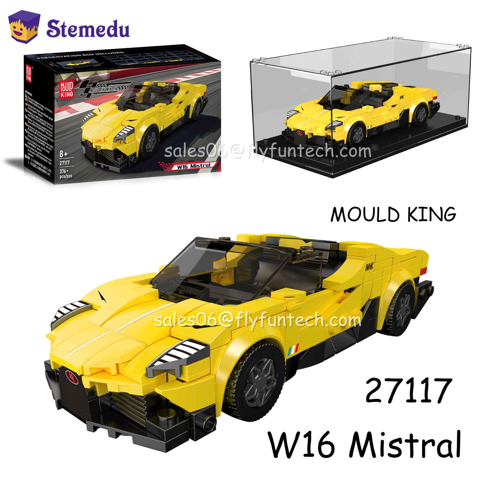 MOULD KING 27117 W16 Mistral Supercar Sport Car Model Building Blocks Model DIY Bricks with Display Box 376PCS
MOULD KING 27117 W16 Mistral Supercar Sport Car Model Building Blocks Model DIY Bricks with Display Box 376PCS