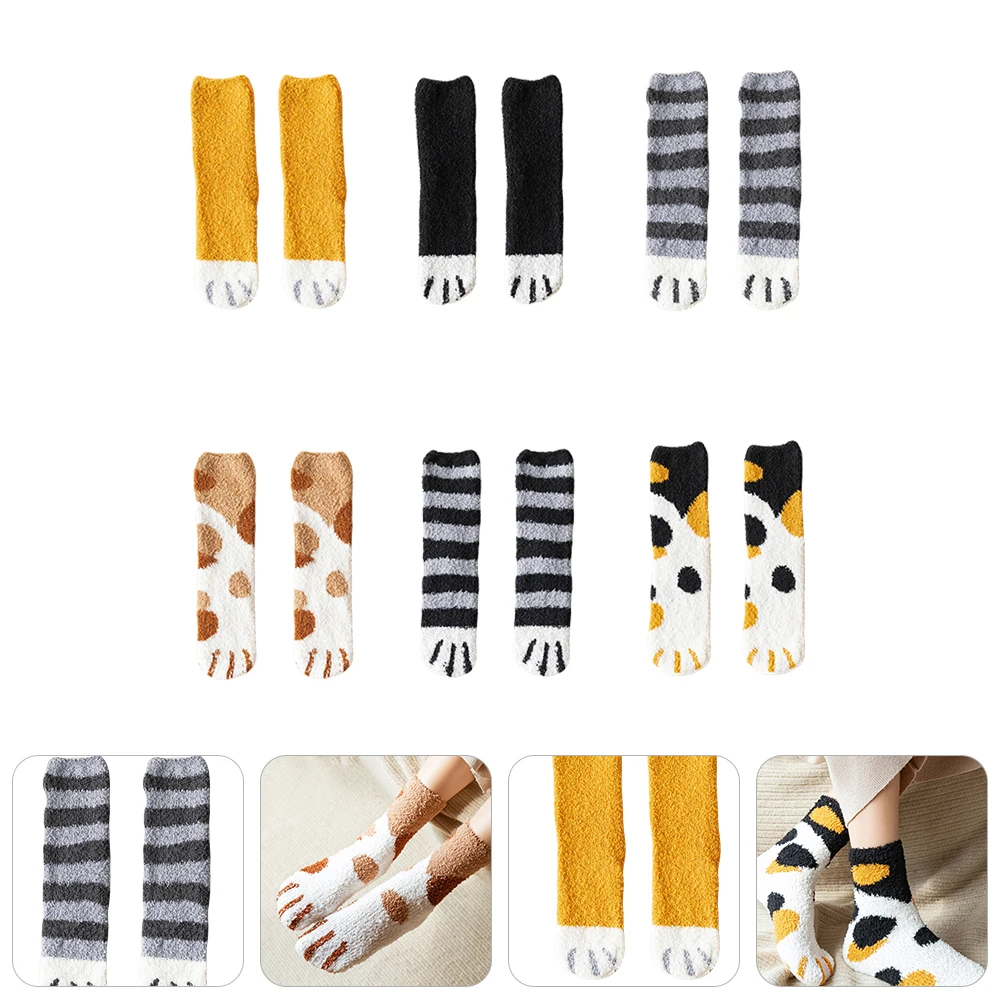 6 Pairs Cat Claw Floor Socks Cute Home Sleeping Slippers Women Bed Winter Thickened Stockings Reusable Family
6 Pairs Cat Claw Floor Socks Cute Home Sleeping Slippers Women Bed Winter Thickened Stockings Reusable Family