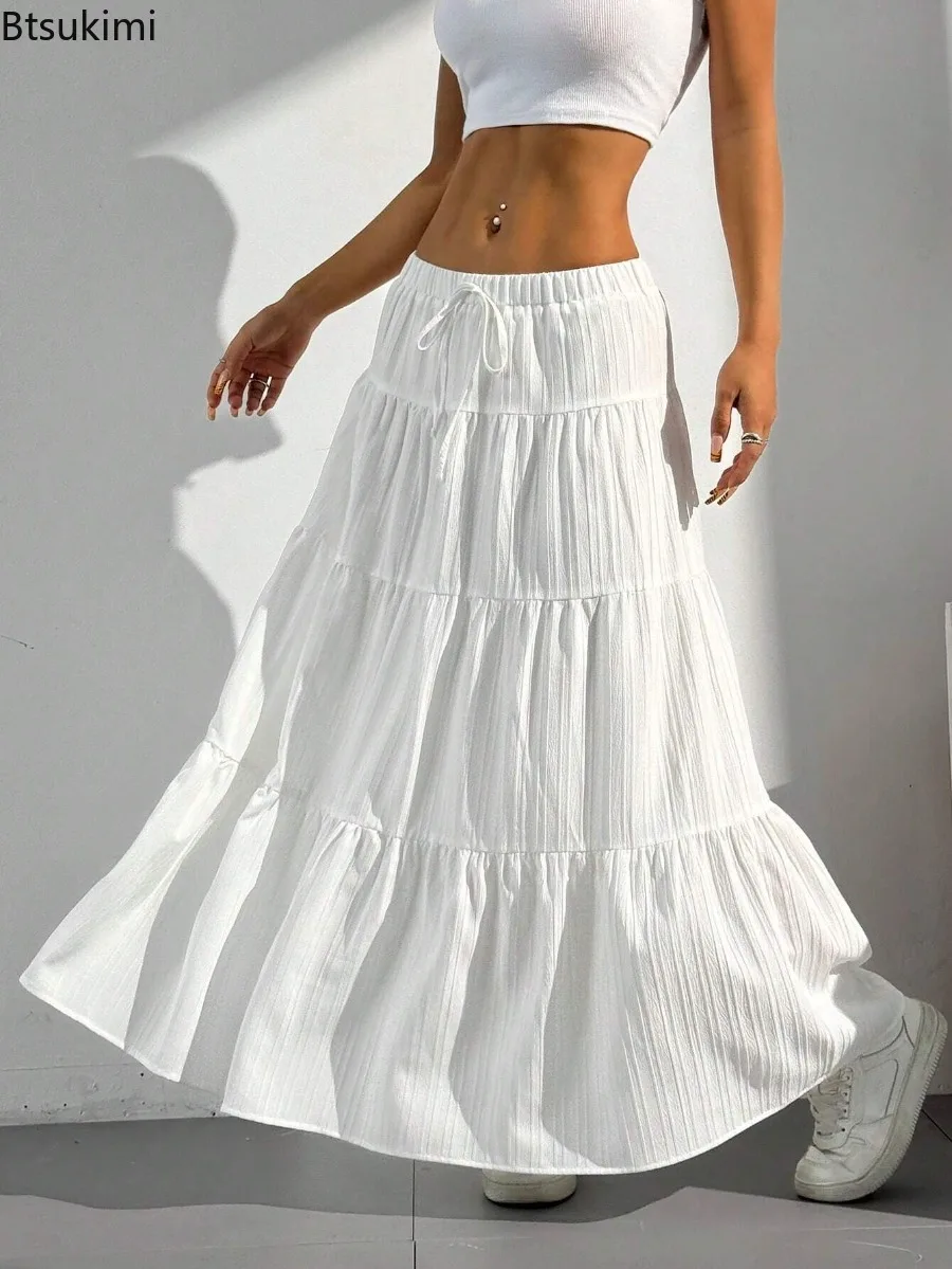 Fashion Women Loose Long Skirts White Solid Basic Lace Up Bow 2025 Spring Summer New Cake Dress Casual Sweet Office Lady Clothes
Fashion Women Loose Long Skirts White Solid Basic Lace Up Bow 2025 Spring Summer New Cake Dress Casual Sweet Office Lady Clothes