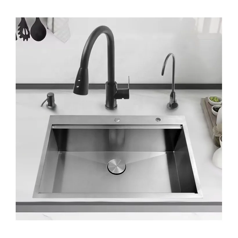 Handmade Custom Stainless Steel Single Bowl Sink, Brushed Finish, Top Mount & Modern Design
Handmade Custom Stainless Steel Single Bowl Sink, Brushed Finish, Top Mount & Modern Design