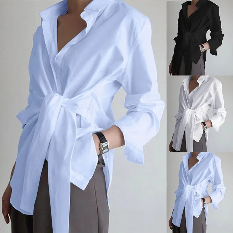 Blouses Women Tops Shirts Turn Down Collar Spring Y2k Streetwear Slim Fit Casual Lace Up Work High Waist Shirt Top Elegant White
Blouses Women Tops Shirts Turn Down Collar Spring Y2k Streetwear Slim Fit Casual Lace Up Work High Waist Shirt Top Elegant White