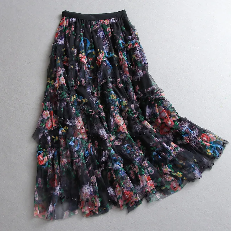 Flower Pearl Irregular Mesh Tulle Skirt Women Summer Ruffle Elastic High Waist Dance Party Midi Long Skirt
Flower Pearl Irregular Mesh Tulle Skirt Women Summer Ruffle Elastic High Waist Dance Party Midi Long Skirt