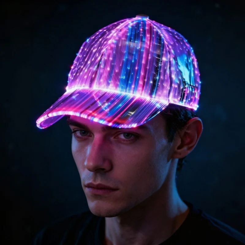 USB Rechargeable LED Fiber Optic Cap Glow-in-the-Dark Rave Hat with Multiple Lighting Modes for Clubs Festivals Dancing Parties
USB Rechargeable LED Fiber Optic Cap Glow-in-the-Dark Rave Hat with Multiple Lighting Modes for Clubs Festivals Dancing Parties