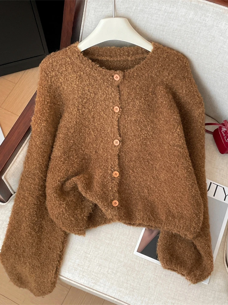 Women Coffee Cardigan Sweater Harajuku Vintage Korean Y2k Long Sleeves O-Neck Cashmere Sweaters Jumper 2000s Clothes Autumn 2024
Women Coffee Cardigan Sweater Harajuku Vintage Korean Y2k Long Sleeves O-Neck Cashmere Sweaters Jumper 2000s Clothes Autumn 2024
