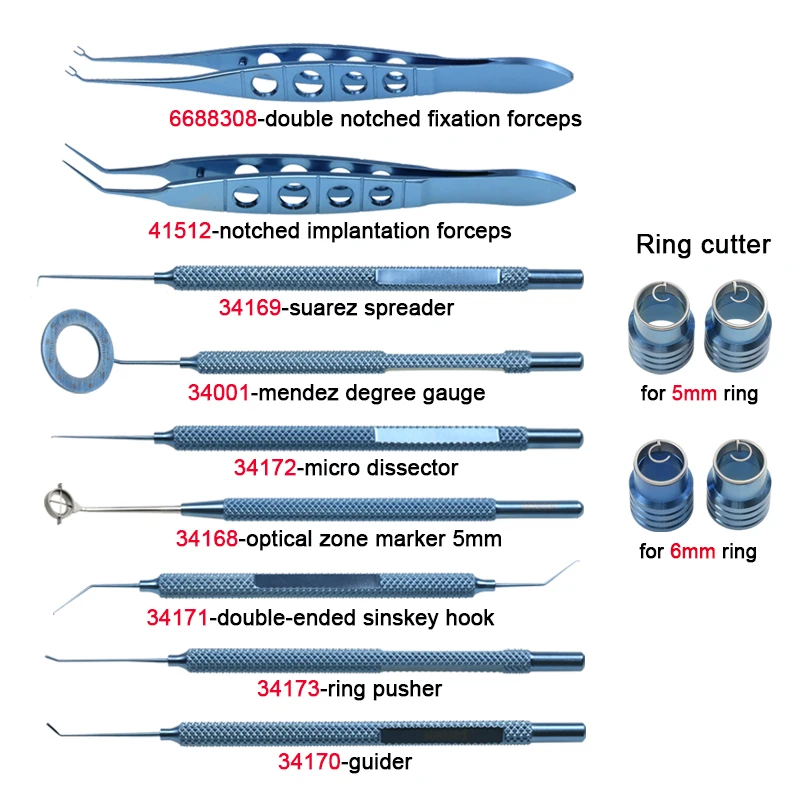 Titanium Alloy Corneal Ring Set Ring Cutter Suarez Spreader Ophthalmic Surgery Instrument
Titanium Alloy Corneal Ring Set Ring Cutter Suarez Spreader Ophthalmic Surgery Instrument