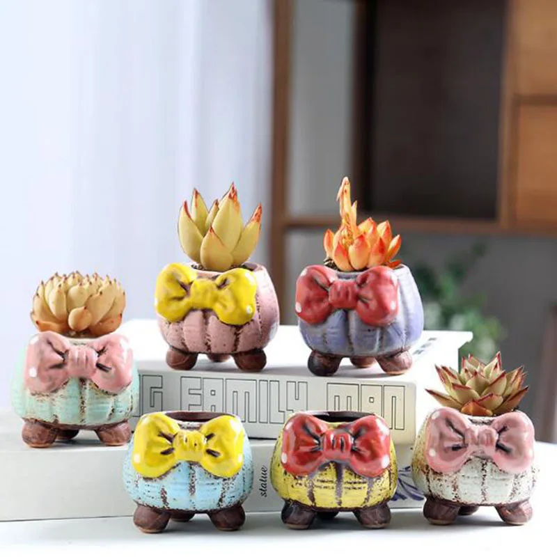2Pcs/Set Cartoon Bowknot Flowerpot Creative Colorful Painted Breathable Succulent Plant Pot Vase Planter Garden Home Decor
2Pcs/Set Cartoon Bowknot Flowerpot Creative Colorful Painted Breathable Succulent Plant Pot Vase Planter Garden Home Decor