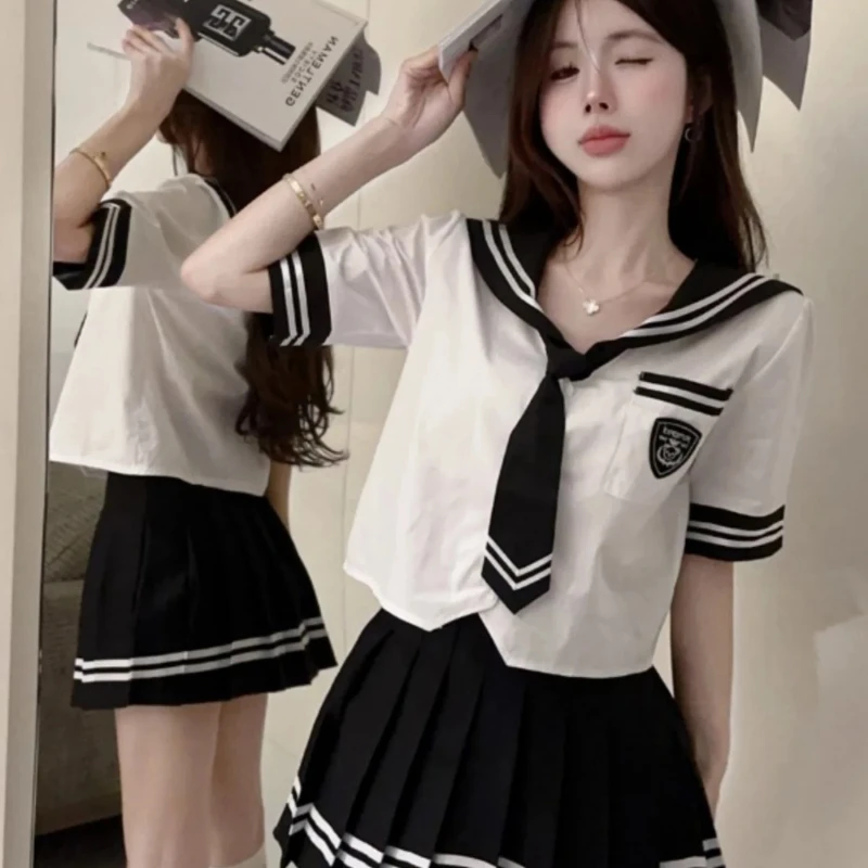 Naval Collar Shirt Tie High Waist Loose 2025 Fashion Student Uniform Short Sleeve Set for Young Women Cotton Spring sdf3
Naval Collar Shirt Tie High Waist Loose 2025 Fashion Student Uniform Short Sleeve Set for Young Women Cotton Spring sdf3