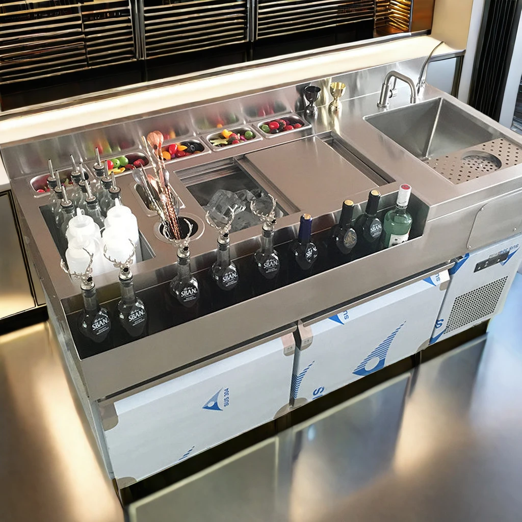 OEM Heavy Duty Mobile Bars Portable Bar Counter Movable Hotel Bar Stainless Steel Counter Furniture Cocktail bar Station
OEM Heavy Duty Mobile Bars Portable Bar Counter Movable Hotel Bar Stainless Steel Counter Furniture Cocktail bar Station