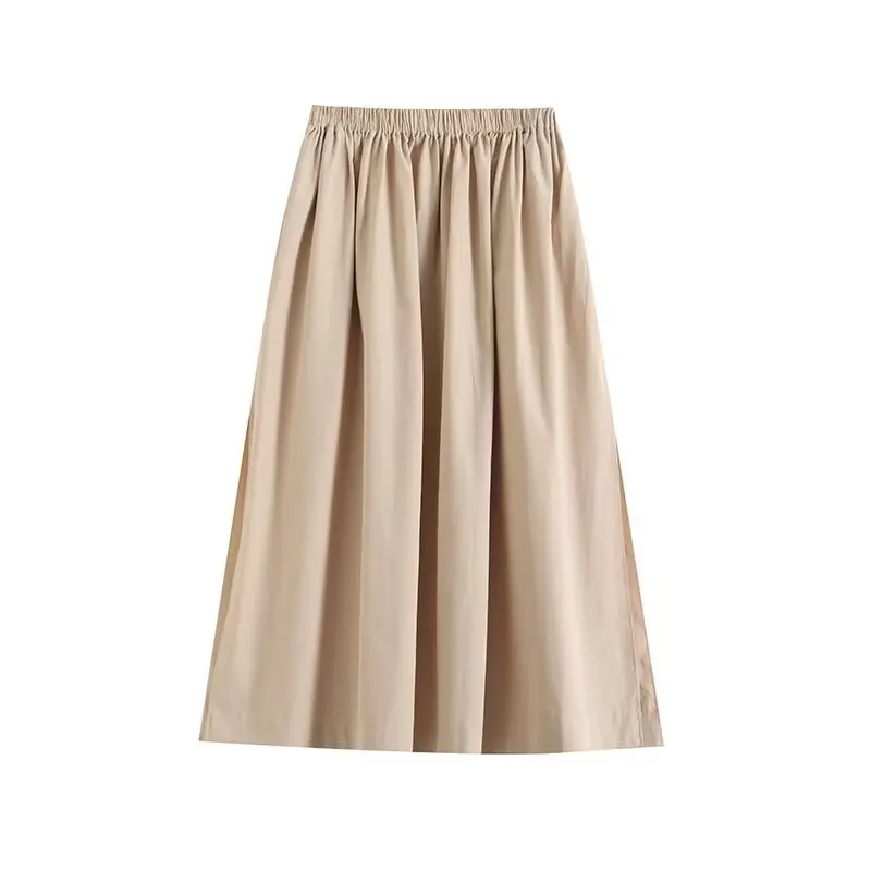 Solid Color Elegant Lady Khaki Long Skirt Elastic Waist Loose Fashion Spring Summer Skirt Cotton 2025 New Casual Female Clothing
Solid Color Elegant Lady Khaki Long Skirt Elastic Waist Loose Fashion Spring Summer Skirt Cotton 2025 New Casual Female Clothing