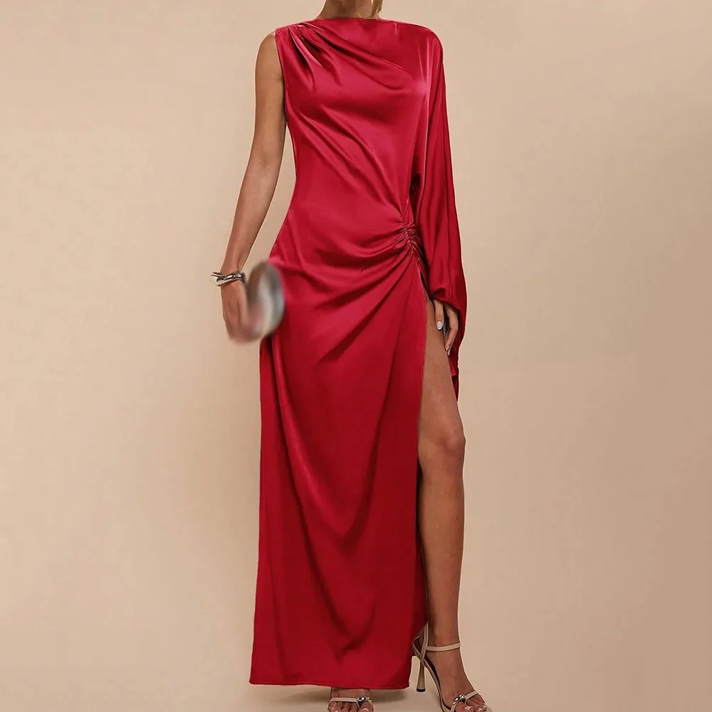 Customized Straight Evening Dresses Ankle-length O-neck Full Sleeve Simple Fashion Side-split Draped Casual Party Gown
Customized Straight Evening Dresses Ankle-length O-neck Full Sleeve Simple Fashion Side-split Draped Casual Party Gown