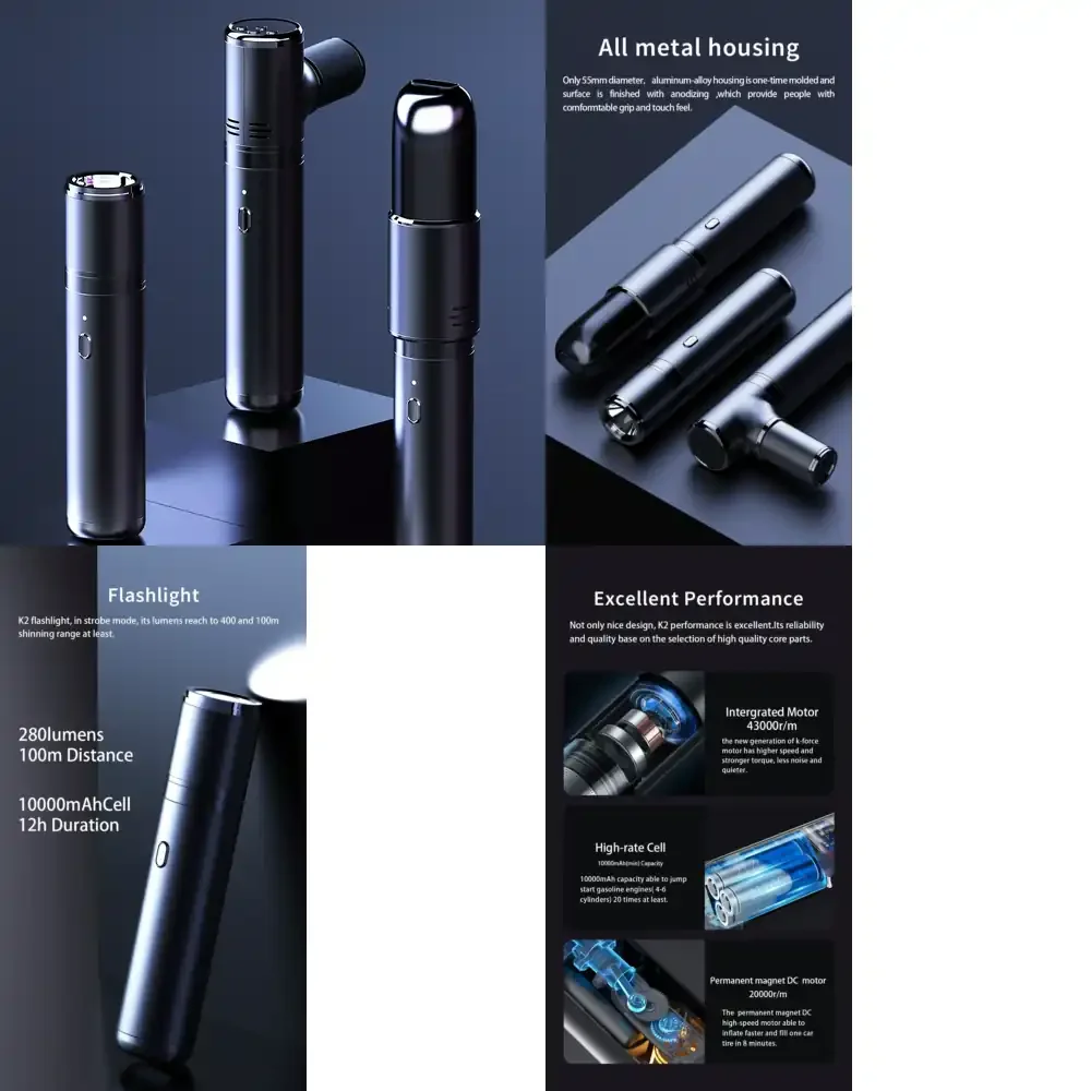2023 Trending Products Emergency Tool Portable 4 in 1 Jump Starter With Air Compressor Vacuum Cleaner Flashlight Power Bank
2023 Trending Products Emergency Tool Portable 4 in 1 Jump Starter With Air Compressor Vacuum Cleaner Flashlight Power Bank