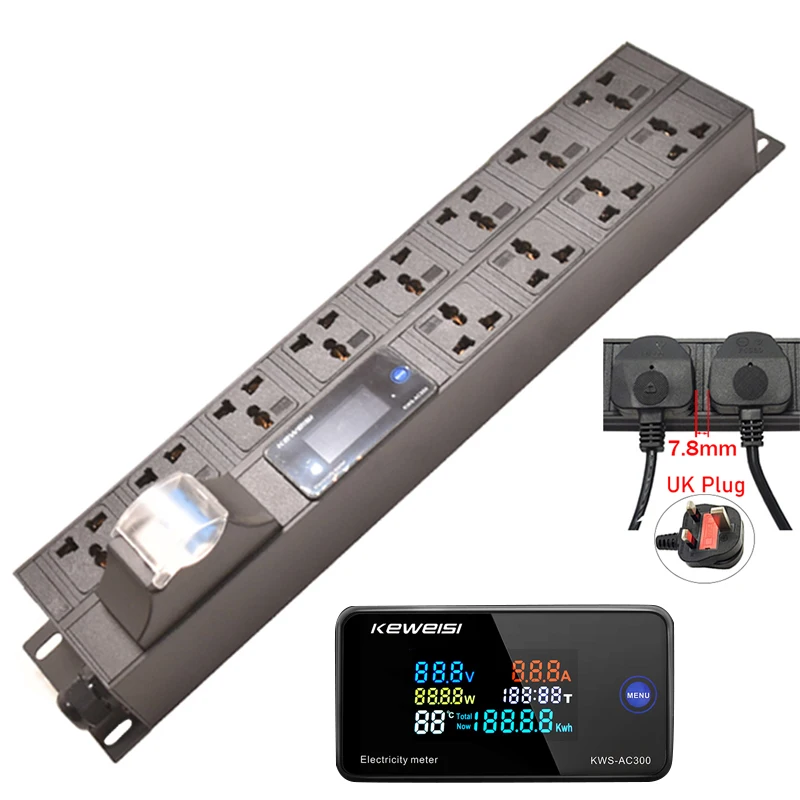 19inch PDU power strip cabinet mount ammeter/voltmeter/power tester 12 way extension socket 16A air switch 2M extension cable
19inch PDU power strip cabinet mount ammeter/voltmeter/power tester 12 way extension socket 16A air switch 2M extension cable