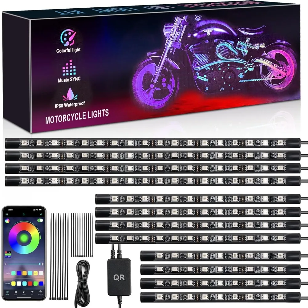 Комплект из 12 RGB LED-ламп для мотоцикла с управлением через приложение, универсальный размер
Комплект из 12 RGB LED-ламп для мотоцикла с управлением через приложение, универсальный размер