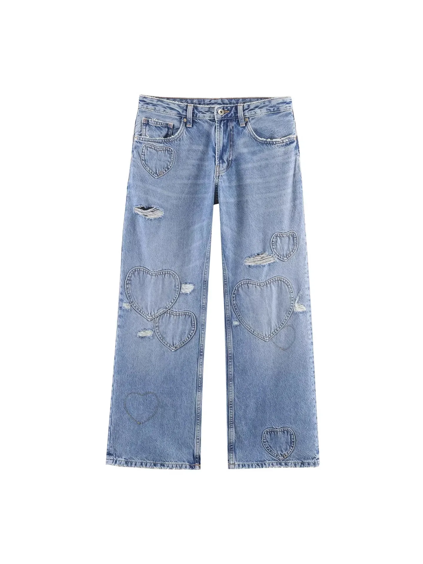 Withered Women's High Waisted Heart-shaped Perforated Casual Versatile Straight Leg Jeans
Withered Women's High Waisted Heart-shaped Perforated Casual Versatile Straight Leg Jeans