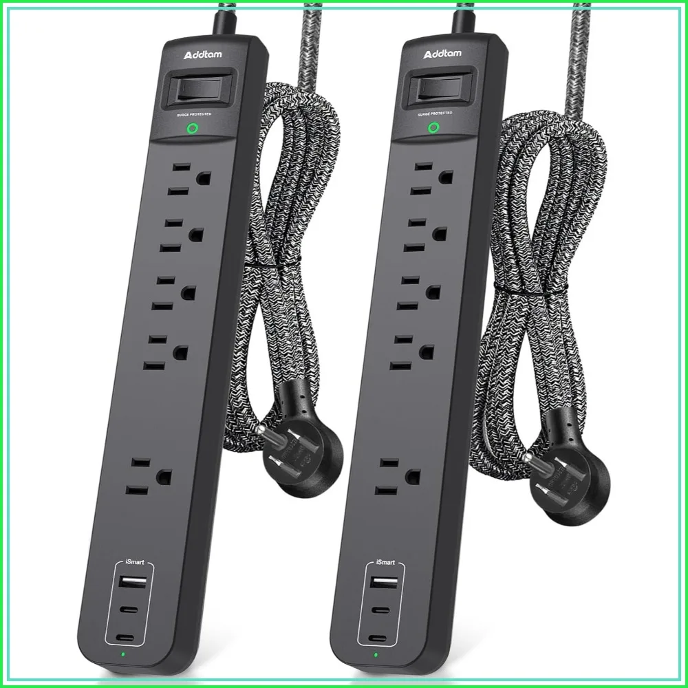 6Ft Braided Extension Cord Power Strip with 5 Outlets & 3 USB, 1875W/15A Surge Protector, Flat Plug Wall Mount for Home Office Dorm
6Ft Braided Extension Cord Power Strip with 5 Outlets & 3 USB, 1875W/15A Surge Protector, Flat Plug Wall Mount for Home Office Dorm