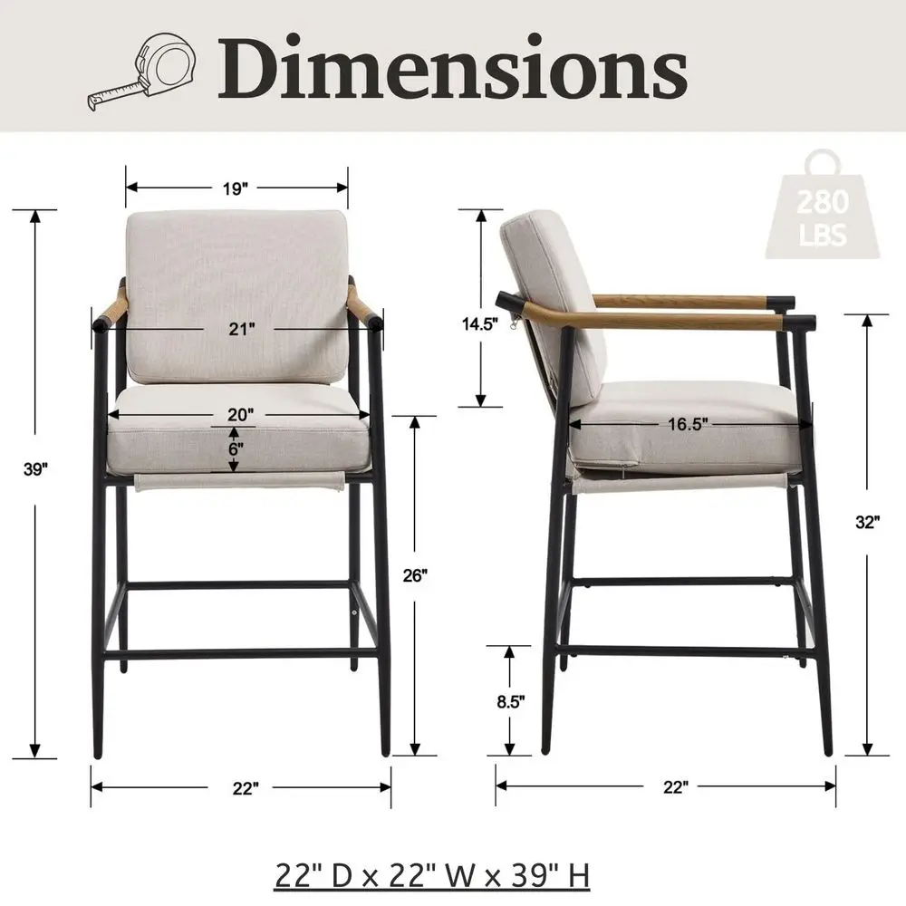 Linen Counter Height Bar Stools Set of 4, holstered 26 Seat Height Mid Century Modern Barstools with Wood Armrests Metal Legs
Linen Counter Height Bar Stools Set of 4, holstered 26 Seat Height Mid Century Modern Barstools with Wood Armrests Metal Legs