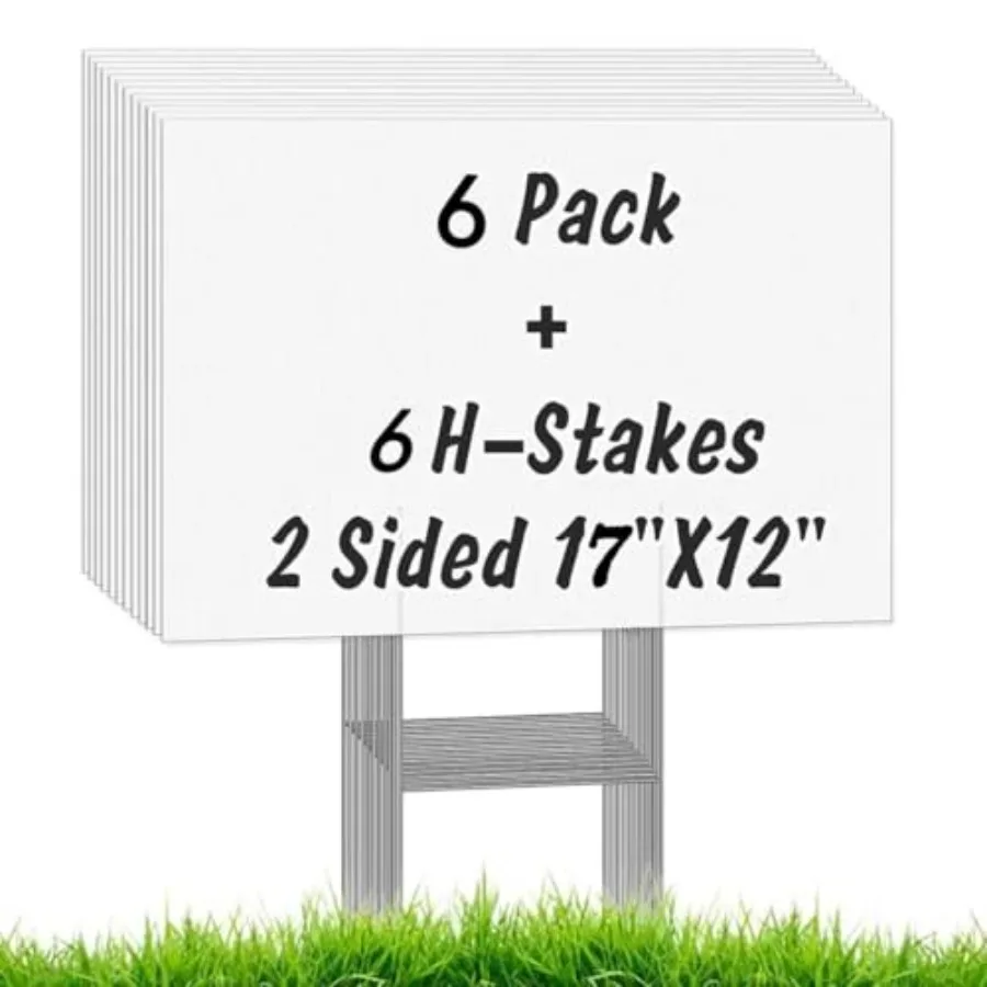 6 Pack Blank Yard Signs with Stakes, 17 x 12 Inches Garden Yard Signs Yard Sale Signs for Party Yard Decorations, Garage Sale,
6 Pack Blank Yard Signs with Stakes, 17 x 12 Inches Garden Yard Signs Yard Sale Signs for Party Yard Decorations, Garage Sale,