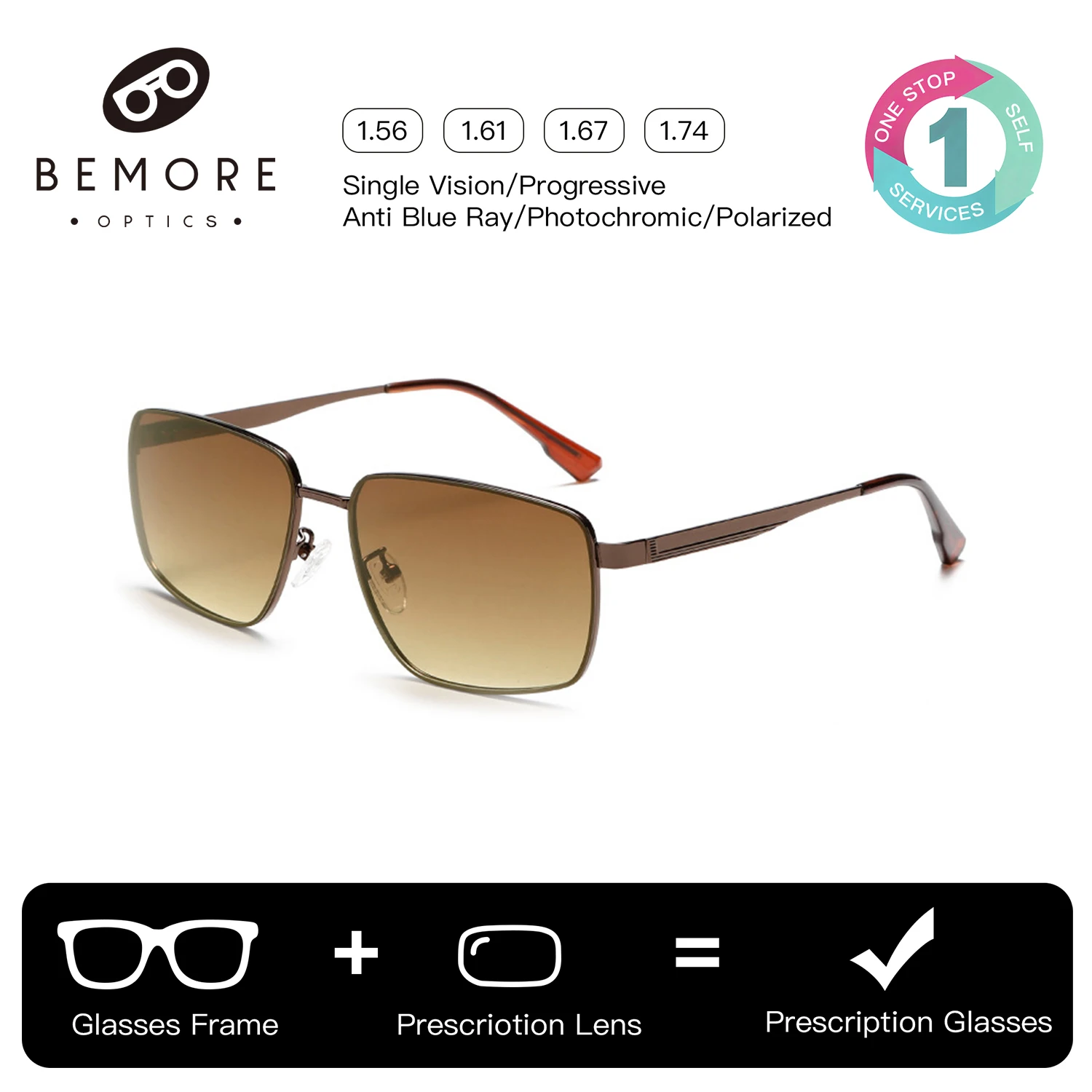 BEMORE Square Prescription Sunglasses For Men Alloy Polarized UV400 Fishing Optical Grade Frame Lenses Glasses
BEMORE Square Prescription Sunglasses For Men Alloy Polarized UV400 Fishing Optical Grade Frame Lenses Glasses