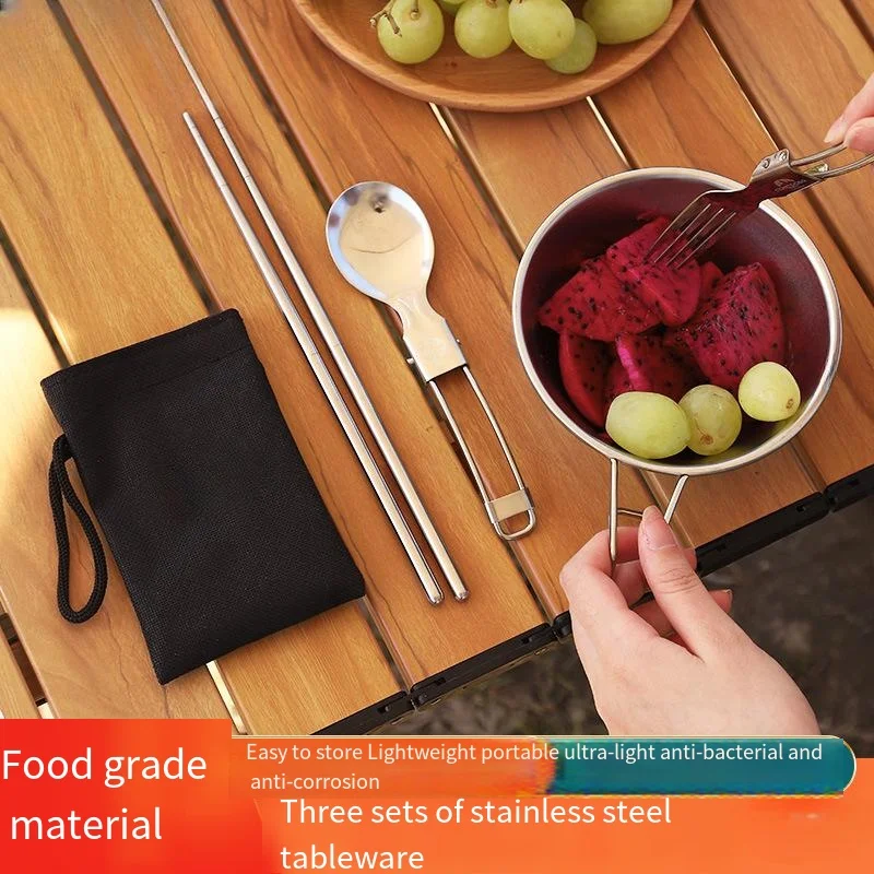 Stainless Steel Cutlery Chopsticks Three-piece Set Foldable Portable Outdoor Camping Picnic Western Cutlery Set Tableware
Stainless Steel Cutlery Chopsticks Three-piece Set Foldable Portable Outdoor Camping Picnic Western Cutlery Set Tableware