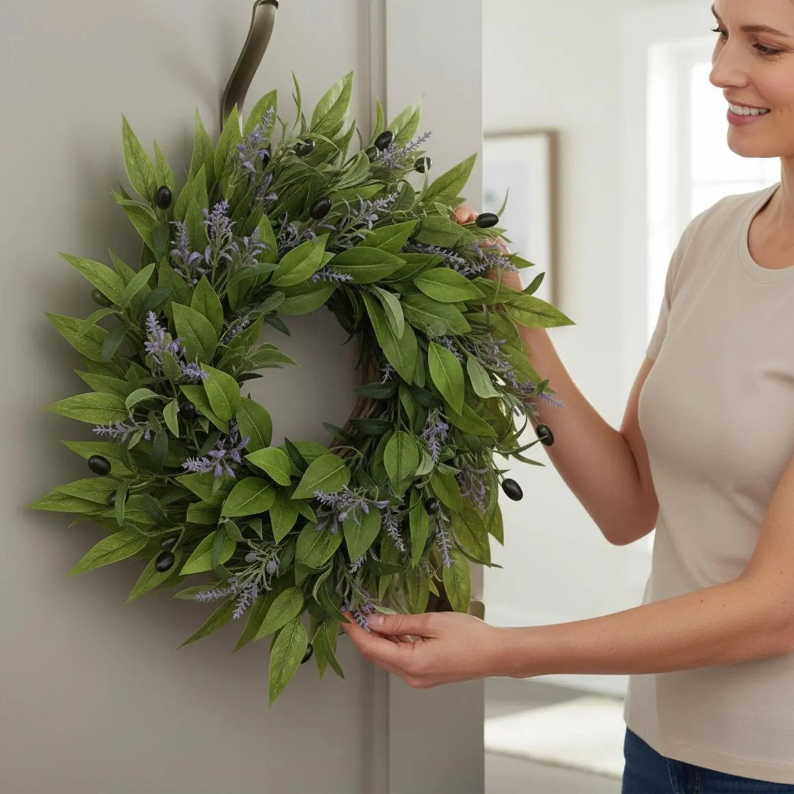 Olive Wreath Year-Round Artificial Olive Wreath Home Decor Long-Lasting House Decoration Outdoor Friendly for Entryway, Patio
Olive Wreath Year-Round Artificial Olive Wreath Home Decor Long-Lasting House Decoration Outdoor Friendly for Entryway, Patio