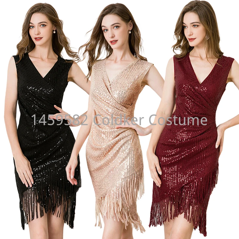 Women 1920s Vintage Embroidery Sequin Deco Inspired Flapper Gatsby Dress Banquet Dresses Temperament V-neck Fringed Dress
Women 1920s Vintage Embroidery Sequin Deco Inspired Flapper Gatsby Dress Banquet Dresses Temperament V-neck Fringed Dress