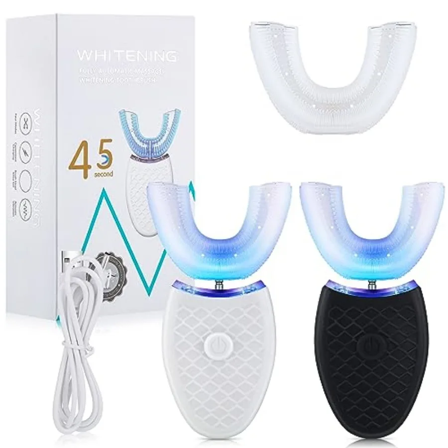 2 Pieces Ultrasonic Electric Toothbrush Adults U Shaped Automatic Toothbrushes for Teeth Whitening, 3 Brush Heads, Whole Mouth
2 Pieces Ultrasonic Electric Toothbrush Adults U Shaped Automatic Toothbrushes for Teeth Whitening, 3 Brush Heads, Whole Mouth