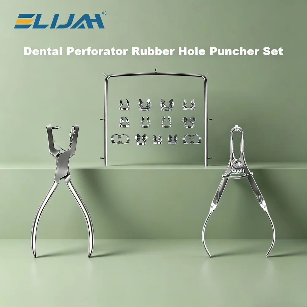 ELIJAH Dental Rubber Dam Puncher Set 13pcs Rubber Dam Clips Adjustable Multi-Size Puncher for Root Canal Treatment Isolation
ELIJAH Dental Rubber Dam Puncher Set 13pcs Rubber Dam Clips Adjustable Multi-Size Puncher for Root Canal Treatment Isolation