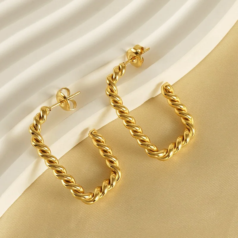 French Stainless Steel Gold New Earrings Minimalist Earrings Temperament Twist Square Design Earrings Women
French Stainless Steel Gold New Earrings Minimalist Earrings Temperament Twist Square Design Earrings Women