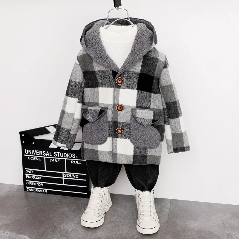 Boys Woolen Coats Jackets Plus Thicken 2024 Plaid Warm Velvet Winter Autumn Cotton Tracksuit Sport Children's Clothing
Boys Woolen Coats Jackets Plus Thicken 2024 Plaid Warm Velvet Winter Autumn Cotton Tracksuit Sport Children's Clothing