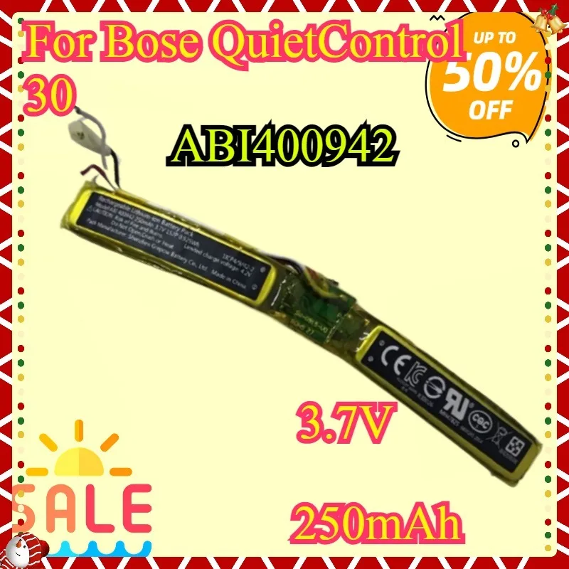 New High quality Replacement ABI 400942 3.7V 250mAh Battery for Bose QuietControl 30 Rechargeable Lithium - ion Battery
New High quality Replacement ABI 400942 3.7V 250mAh Battery for Bose QuietControl 30 Rechargeable Lithium - ion Battery