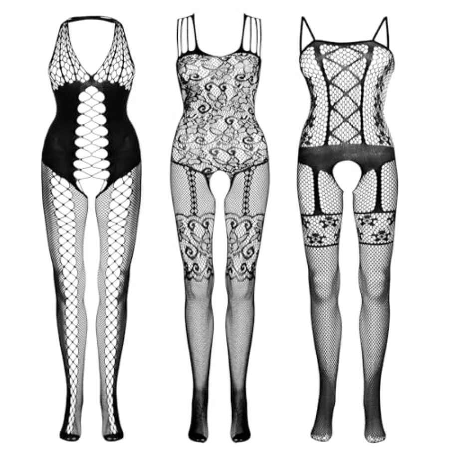 3 Packs Women Fishnet Bodysuits, Stockings Sleepwear Lingerie for Couple Dating Nightwear, Black
3 Packs Women Fishnet Bodysuits, Stockings Sleepwear Lingerie for Couple Dating Nightwear, Black
