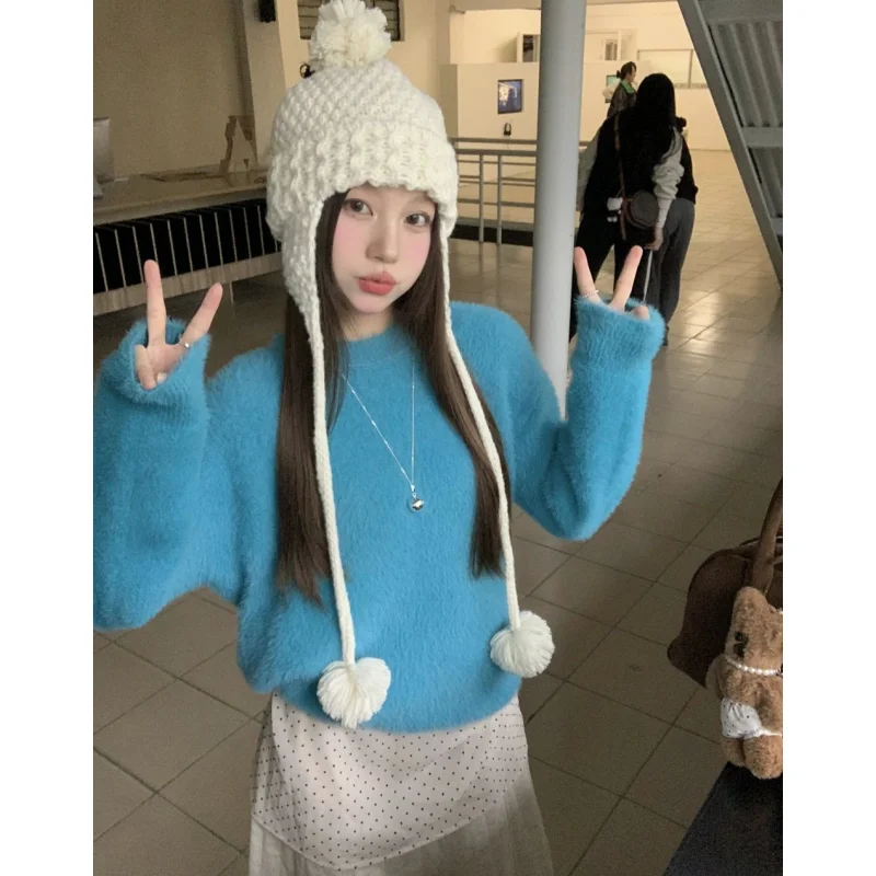 Women's Clothing Blue Knitting Sweater Long Sleeves Round Neck Vintage Casual Korean Fashion Baggy Ladies 2024 Spring Tops
Women's Clothing Blue Knitting Sweater Long Sleeves Round Neck Vintage Casual Korean Fashion Baggy Ladies 2024 Spring Tops