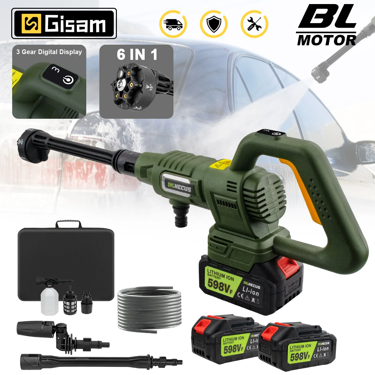 200Bar 3 Gears Digital Display Brushless Electric High Pressure Washer Car Washing Gun Garden Water Gun for Makita 18V Battery
200Bar 3 Gears Digital Display Brushless Electric High Pressure Washer Car Washing Gun Garden Water Gun for Makita 18V Battery